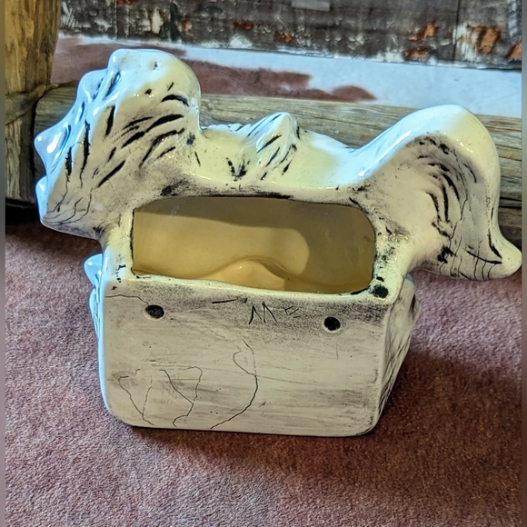 1950's Ceramic Black/White Puppy Dog Planter - Picture 12 of 14